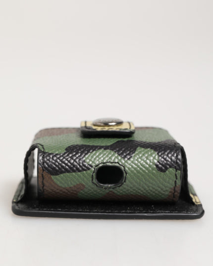 Dolce & Gabbana Multicolor Camouflage Leather Metal Accessory  Airpods Case
