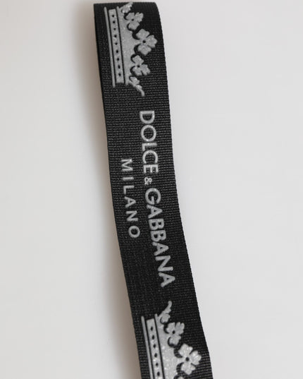 Dolce & Gabbana Black Silver Nylon DG Crown Men's Holder Keychain Keyring