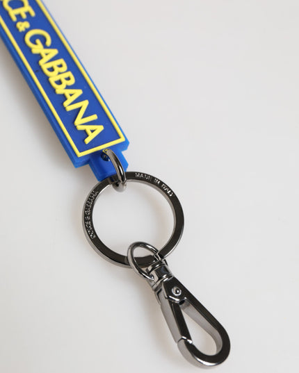 Dolce & Gabbana Blue Yellow DG Rubber Logo Silver Men's Holder Keyring