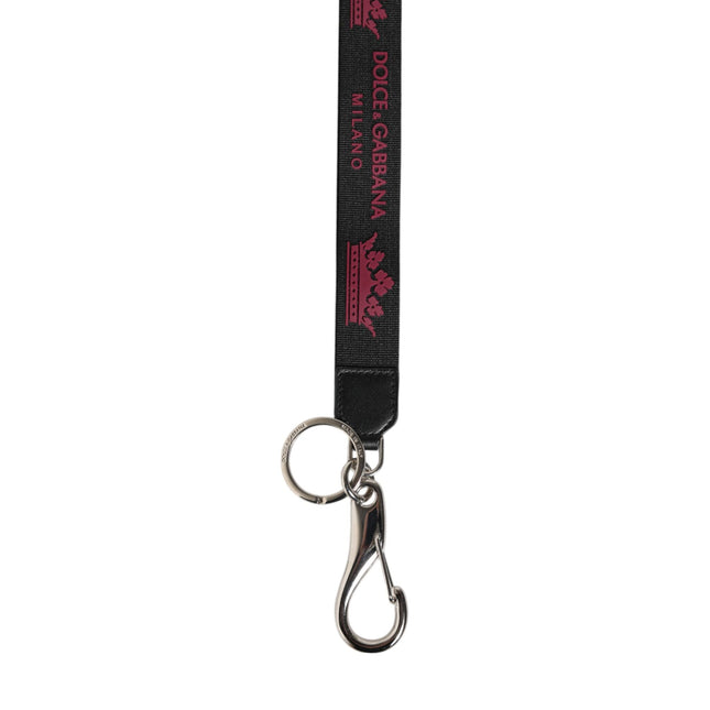 Dolce & Gabbana Black Burgundy Nylon DG Logo Crown Holder Keychain Keyring