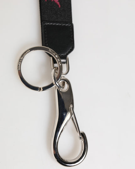 Dolce & Gabbana Black Burgundy Nylon DG Logo Crown Holder Keychain Keyring