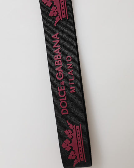 Dolce & Gabbana Black Burgundy Nylon DG Logo Crown Holder Keychain Keyring