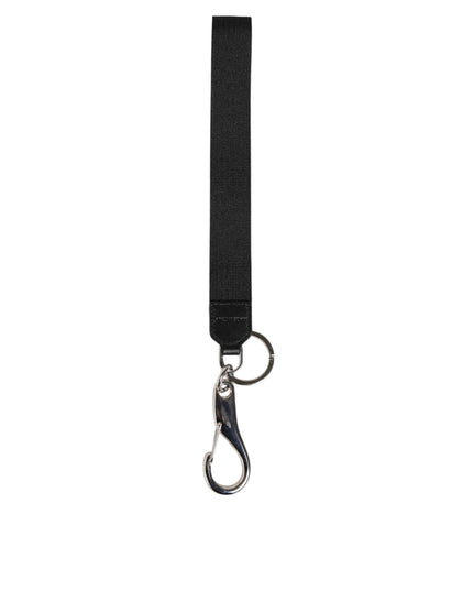 Dolce & Gabbana Black Burgundy Nylon DG Logo Crown Holder Keychain Keyring