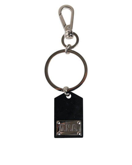 Dolce & Gabbana Black Sint Glass Plaque DG Logo Metal PlateKeychain Keyring