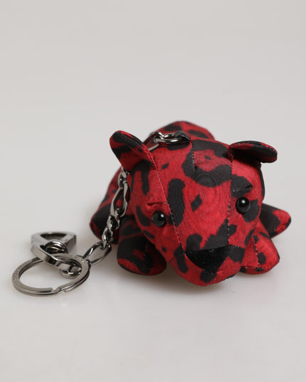 Dolce & Gabbana Red Black Polyester Animal Silhouette Bag Keychain Keyring