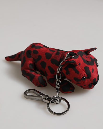 Dolce & Gabbana Red Black Polyester Animal Silhouette Bag Keychain Keyring