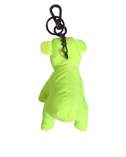 Dolce & Gabbana Neon Green Bear Embroidered Logo Men Keychain Clasp  Keyring