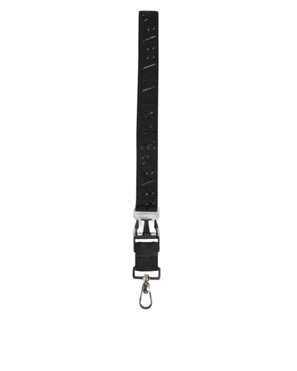 Dolce & Gabbana Black Polyester Stretch Rubberised DG Logo Men Keychain