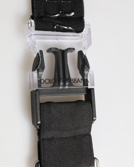 Dolce & Gabbana Black Polyester Stretch Rubberised DG Logo Men Keychain