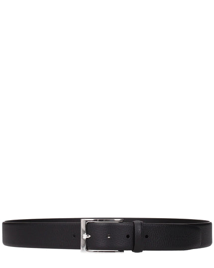 Testoni Black Leather Regular Belt