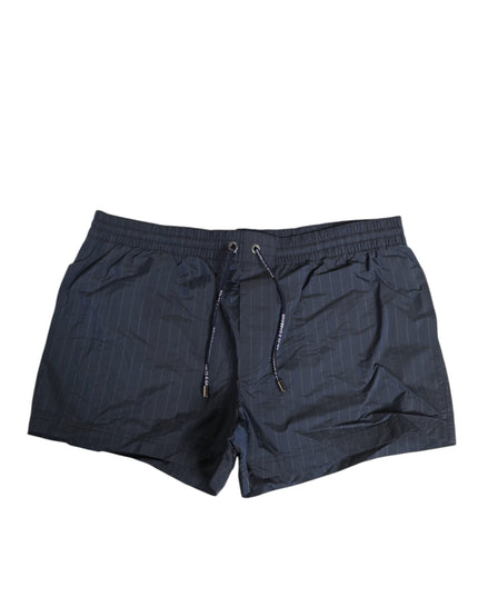 Dolce & Gabbana Navy Blue Polyester Nylon Pinstripe Men's Swimwear
