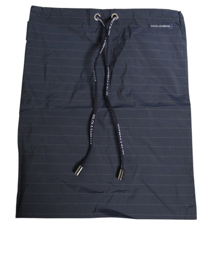 Dolce & Gabbana Navy Blue Polyester Nylon Pinstripe Men's Swimwear