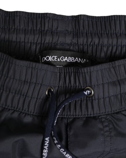 Dolce & Gabbana Black White Polyester Logo Elastic Waistband Swimwear