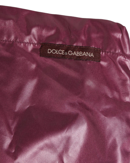Dolce & Gabbana Burgundy Polyester Logo Embossed Crest Swimwear