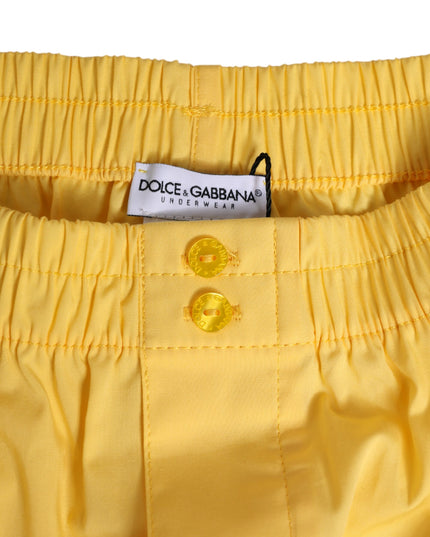 Dolce & Gabbana Yellow Cotton Elastic Waistband Short Swimwear