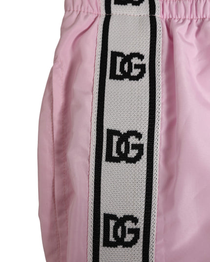 Dolce & Gabbana Pink Nylon Logo Side Stripe Beachwear Men Swimwear