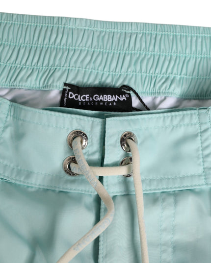 Dolce & Gabbana Aqua Blue Polyester Beachwear Men Shorts Swimwear