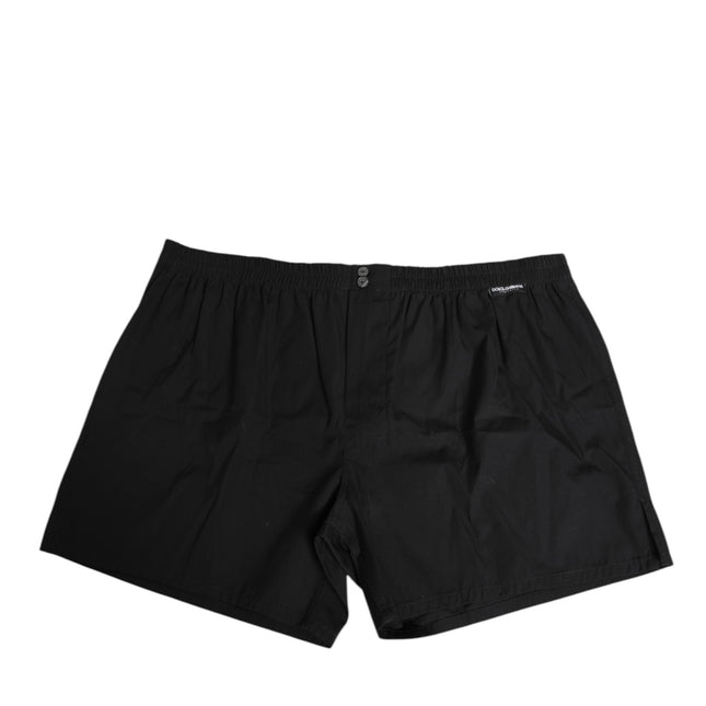 Dolce & Gabbana Black Cotton Elastic Waistband Button Swimwear