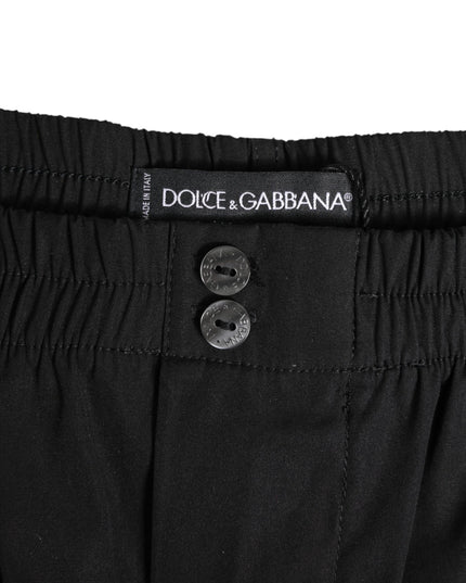 Dolce & Gabbana Black Cotton Elastic Waistband Button Swimwear