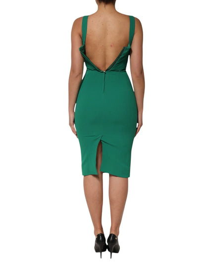 Dolce & Gabbana Dark Green Sleeveless Rayon Bodycon Dress