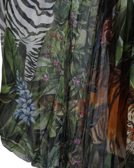 Dolce & Gabbana Multicolor Silk Jungle Print Women Maxi Dress