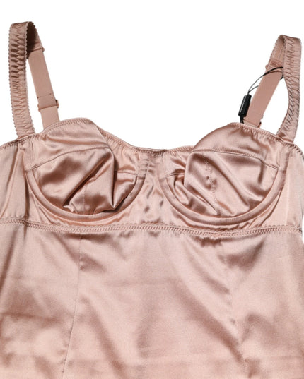 Dolce & Gabbana Blush Pink Silk Satin Bustier Midi Bodycon Dress