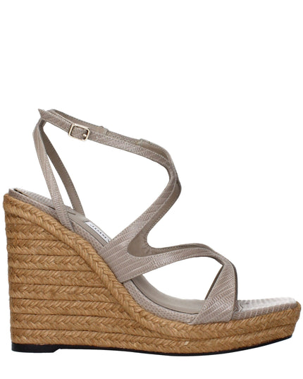 Jimmy Choo Gray Leather Wedge Sandals