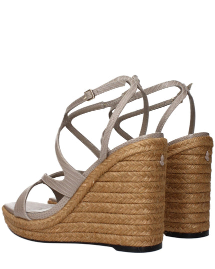 Jimmy Choo Gray Leather Wedge Sandals