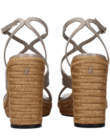 Jimmy Choo Gray Leather Wedge Sandals