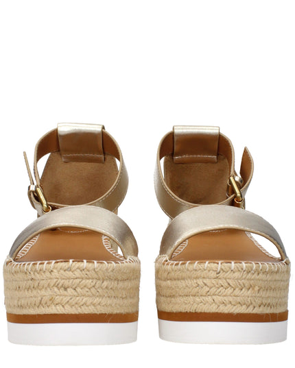 See By Chloé Gold Leather Wedge Sandals