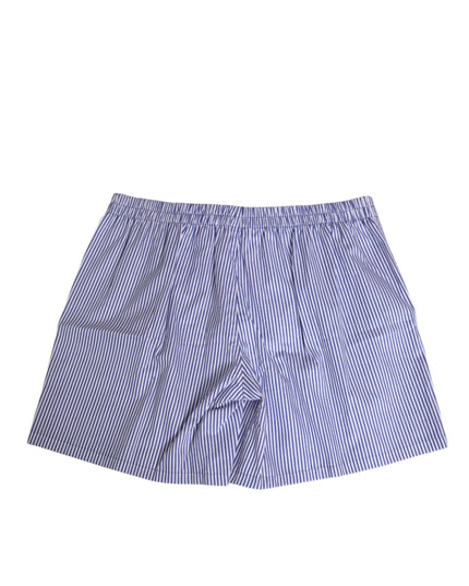 Dolce & Gabbana Blue White Cotton Striped Button Fly Shorts Swimwear
