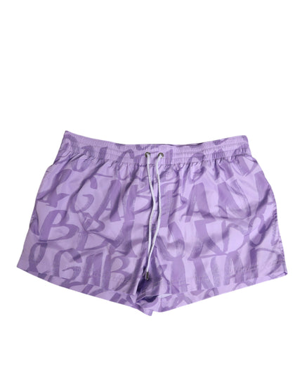 Dolce & Gabbana Purple DG Logo Print Nylon Men Shorts Swimwear