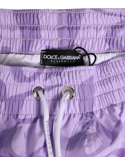 Dolce & Gabbana Purple DG Logo Print Nylon Men Shorts Swimwear