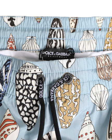 Dolce & Gabbana Blue Seashell Print Nylon Men Shorts Swimwear