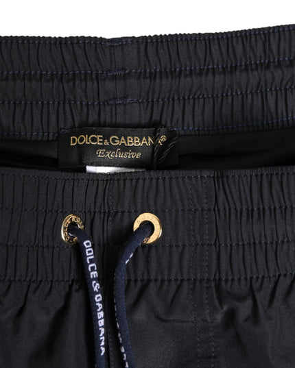 Dolce & Gabbana Black Nylon Side Logo Tape Shorts Swimwear