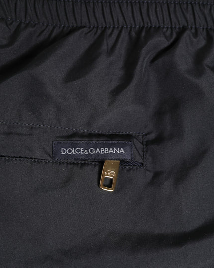 Dolce & Gabbana Black Nylon Side Logo Tape Shorts Swimwear