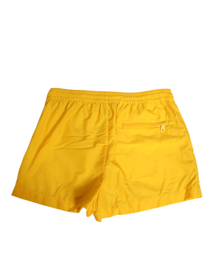 Dolce & Gabbana Yellow Nylon Logo Plaque Boxer Shorts Swimwear