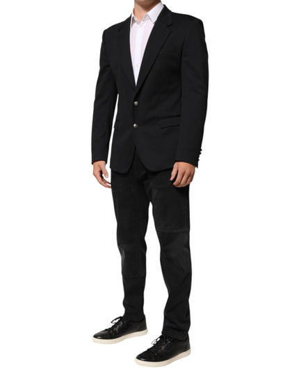 Dolce & Gabbana Dark Blue Cotton Men Jacket Coat Blazer Suit