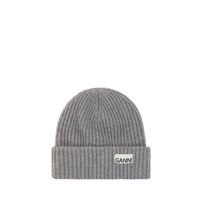 Ganni Gray Wool Beanie