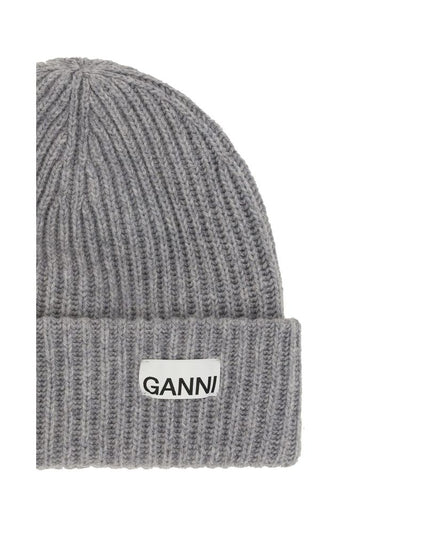 Ganni Gray Wool Beanie