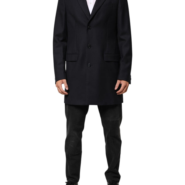 Dolce & Gabbana Dark Blue Wool Men Jacket Coat Blazer Suit