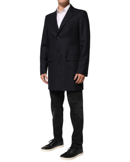 Dolce & Gabbana Dark Blue Wool Men Jacket Coat Blazer Suit