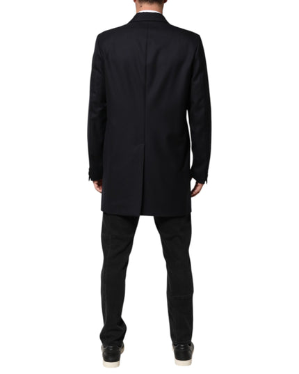 Dolce & Gabbana Dark Blue Wool Men Jacket Coat Blazer Suit