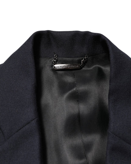 Dolce & Gabbana Dark Blue Wool Men Jacket Coat Blazer Suit