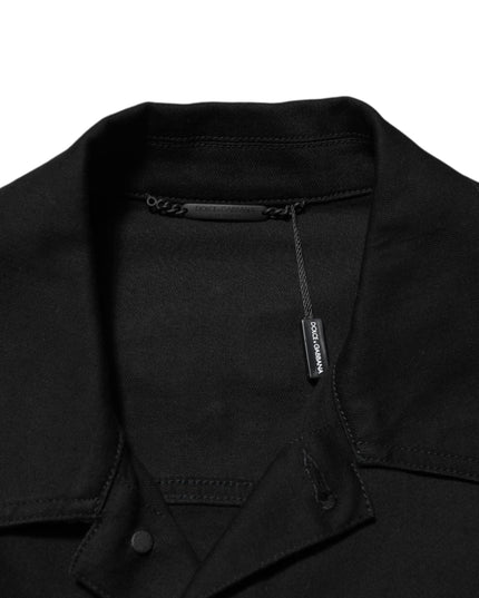 Dolce & Gabbana Black Cotton Denim Stretch Giubbotto Jacket