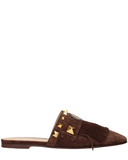 Valentino Garavani Brown Leather Slippers