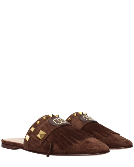 Valentino Garavani Brown Leather Slippers
