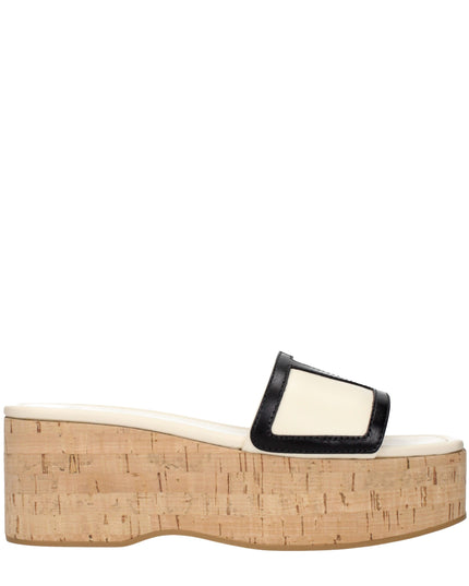 Valentino Garavani Beige Leather Wedge Sandals