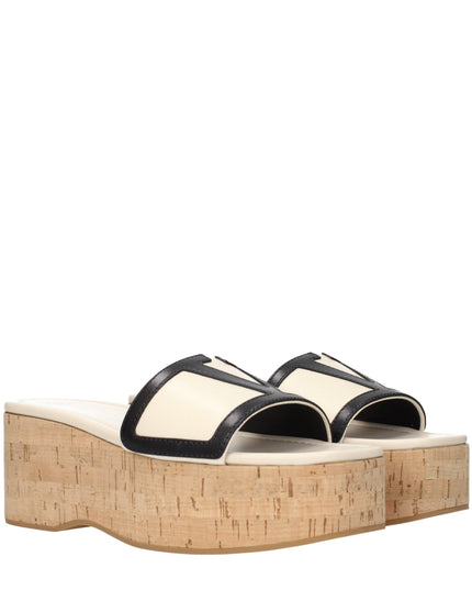 Valentino Garavani Beige Leather Wedge Sandals