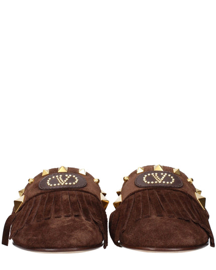 Valentino Garavani Brown Leather Slippers